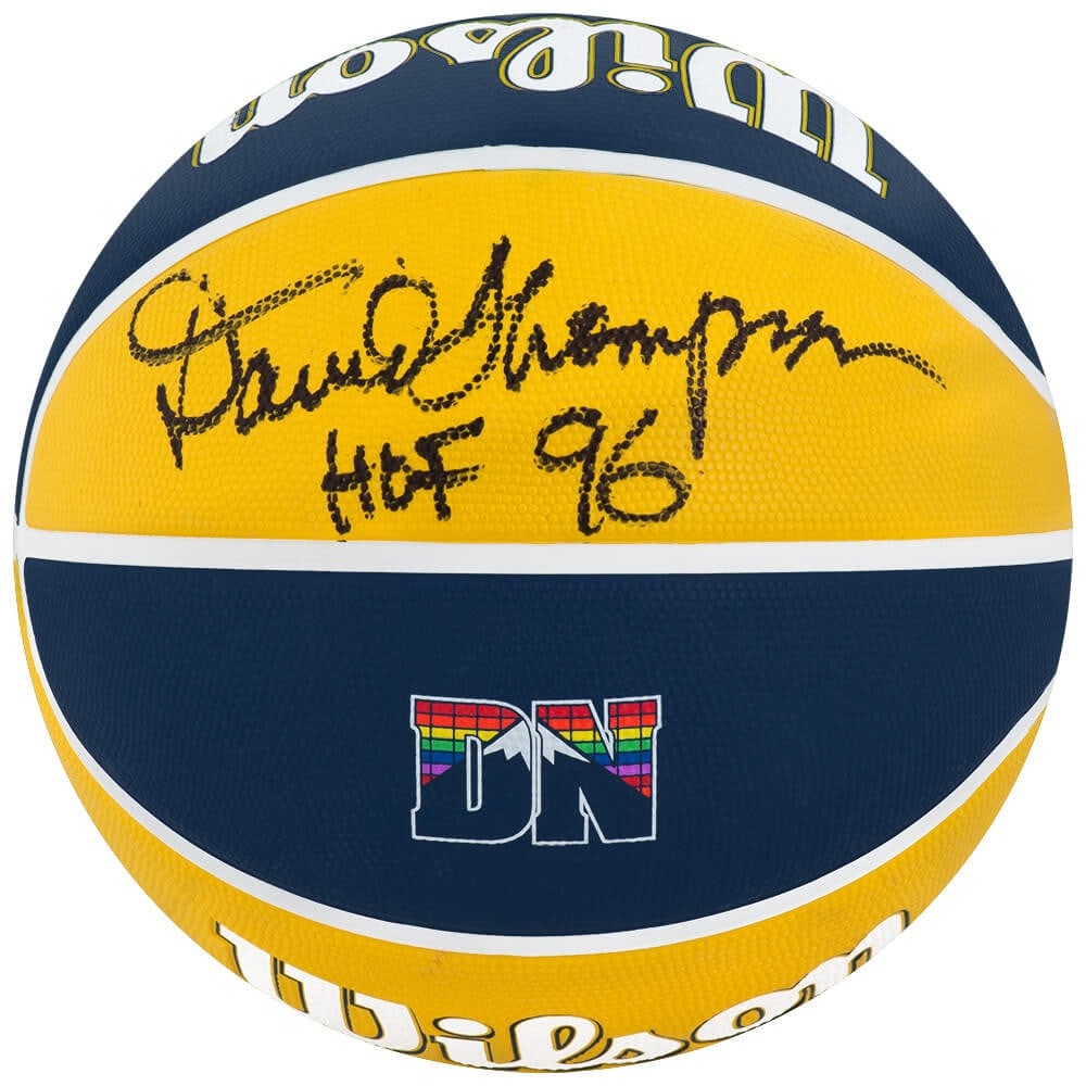 David Thompson Signed Wilson NBA Basketball Denver Nuggets HOF 96: David Thompson Signed Wilson NBA Basketball Denver Nuggets HOF 96 Celebrate the legacy of basketball with this authentic David Thompson signed Wilson NBA basketball featuring the iconic Denver Nuggets