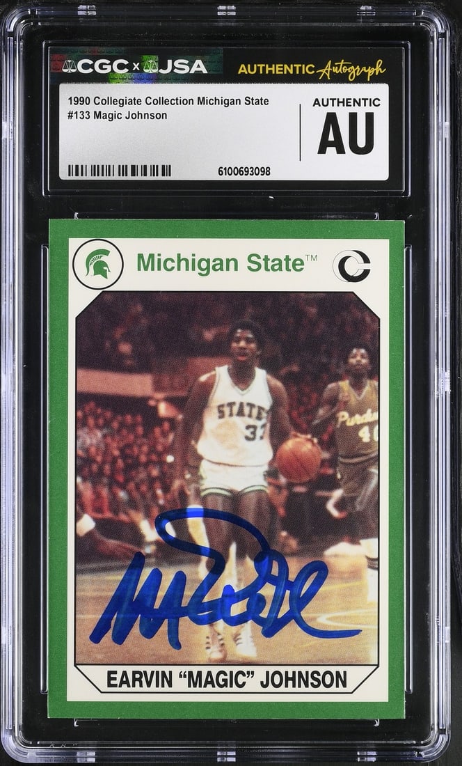 Magic Johnson Autographed 1990 Collegiate Collection Card 133 CGC JSA Authenticated (1 of 2)