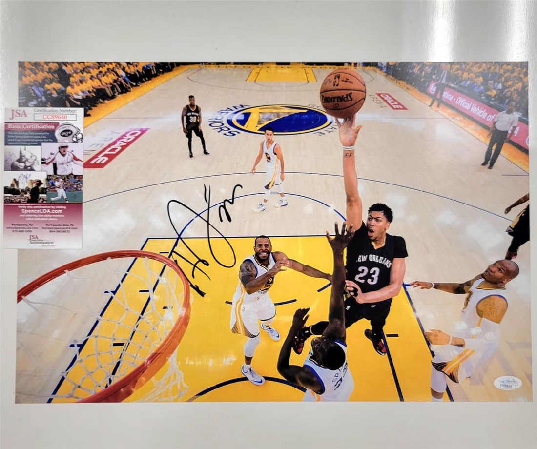 Anthony Davis Signed 12x18 Pelicans Photo JSA Authenticated Lakers: Anthony Davis Signed 12x18 Pelicans Photo JSA Authenticated Lakers This is an original 12x18 photo of Anthony Davis, showcasing his time with the New Orleans Pelicans. The photo is autographed by Davi