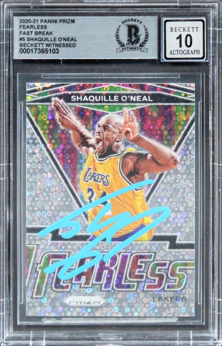 2020 Panini Prizm Fearless Fast Break #5 Shaquille O'Neal Beckett Slabbed Auto 10 Card (1 of 2)