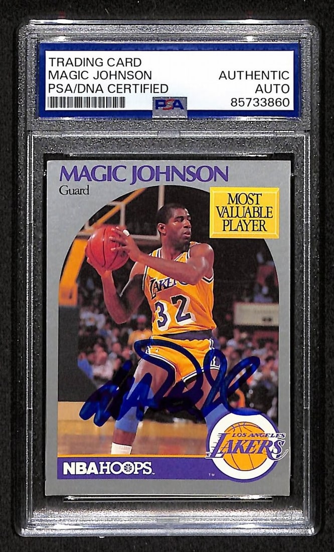 Magic Johnson Autographed 1990-91 Hoops Lakers Card 157 With PSA DNA Authentication (1 of 2)