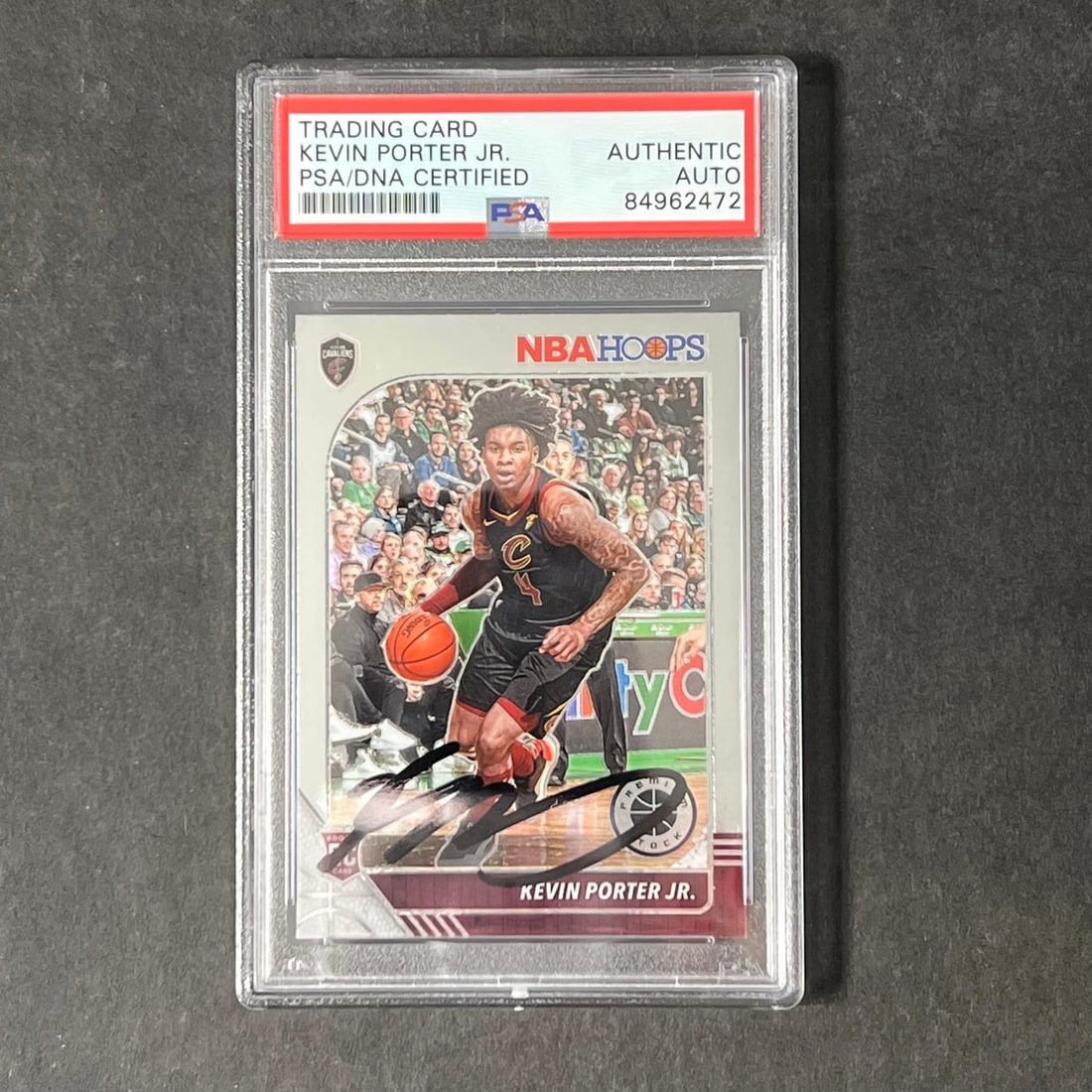 2019-20 Panini Hoops #225 Kevin Porter Jr. Autographed Card PSA Authenticated: 2019-20 Panini Hoops #225 Kevin Porter Jr. Autographed Card PSA Authenticated This is a 2019-20 Panini Hoops Premium Stock #225 card featuring the signature of Kevin Porter Jr. The autograph has been 