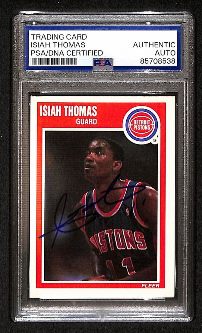 Isiah Thomas 1989-90 Fleer #50 Autographed Basketball Card PSA DNA Authenticated (1 of 2)