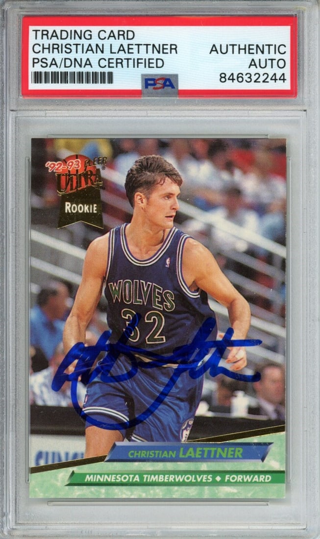 1992-93 FLEER Ultra Rookie #304 Christian Laettner Signed PSA/DNA Timberwolves: 1992-93 FLEER Ultra Rookie #304 Christian Laettner Signed PSA/DNA Timberwolves This listing features a 1992-93 FLEER Ultra Rookie #304 Christian Laettner card, representing the Minnesota Timberwolves.