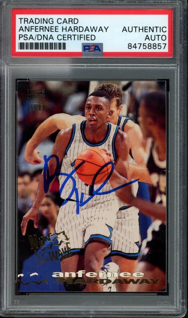 1993-94 Stadium Club Anfernee Hardaway Signed Rookie Card PSA/DNA: 1993-94 Stadium Club Anfernee Hardaway Signed Rookie Card PSA/DNA This 1993-94 Stadium Club Anfernee Hardaway #266 Rookie Card is a must-have for any basketball enthusiast. Featuring a bold autograph 
