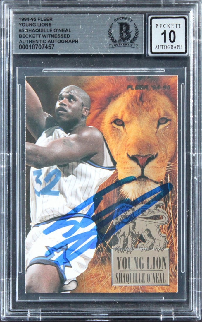 Shaquille O'Neal Autographed 1994 Fleer Young Guns Card BAS Auto 10 Slabbed (1 of 2)