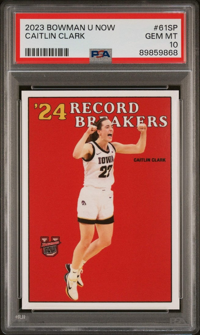 2023 Topps Bowman U Caitlin Clark Rookie Card PSA 10 NCAAW: 2023 Topps Bowman U Caitlin Clark Rookie Card PSA 10 NCAAW This graded 2023 Topps Bowman U Now Caitlin Clark #61SP Rookie Basketball Card is a must-have for any collector. The card features Caitlin Cl