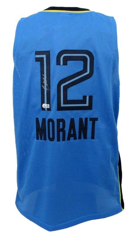 Ja Morant Signed Blue Custom Basketball Jersey Memphis Grizzlies BAS Beckett: Ja Morant Signed Blue Custom Basketball Jersey Memphis Grizzlies BAS Beckett This is a Ja Morant autographed blue custom basketball jersey from the Memphis Grizzlies, perfect for any fan or collector.