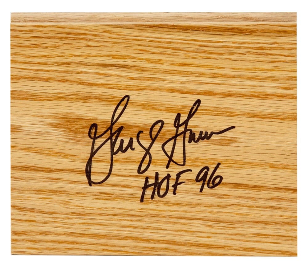 George Gervin Signed 5x6 Floor Piece HOF 96 Sports COA: George Gervin Signed 5x6 Floor Piece HOF 96 Sports COA George Gervin Signed 5x6 Floor Piece HOF 96 COA This remarkable collectible features a signed 5x6 floor piece by basketball legend George Gervin,