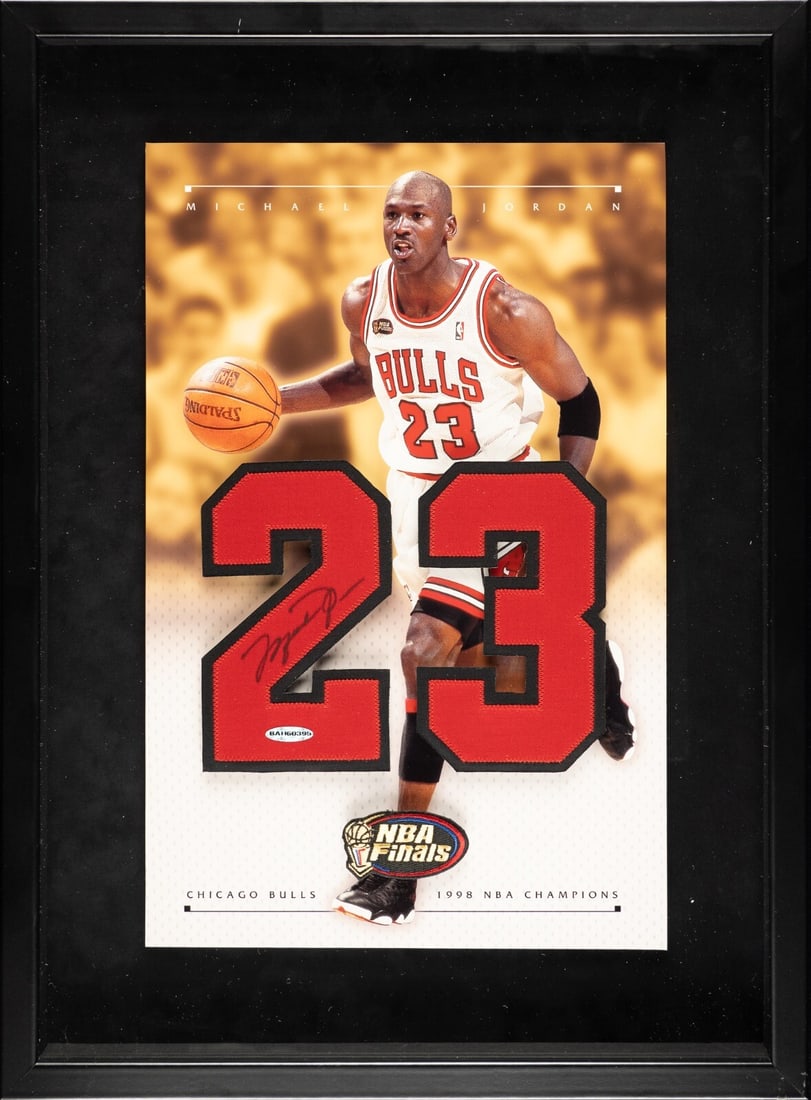 Framed Michael Jordan Chicago Bulls signed jersey 1998 Finals patch 16-1/2 x 22-1/2 inches (1 of 10)