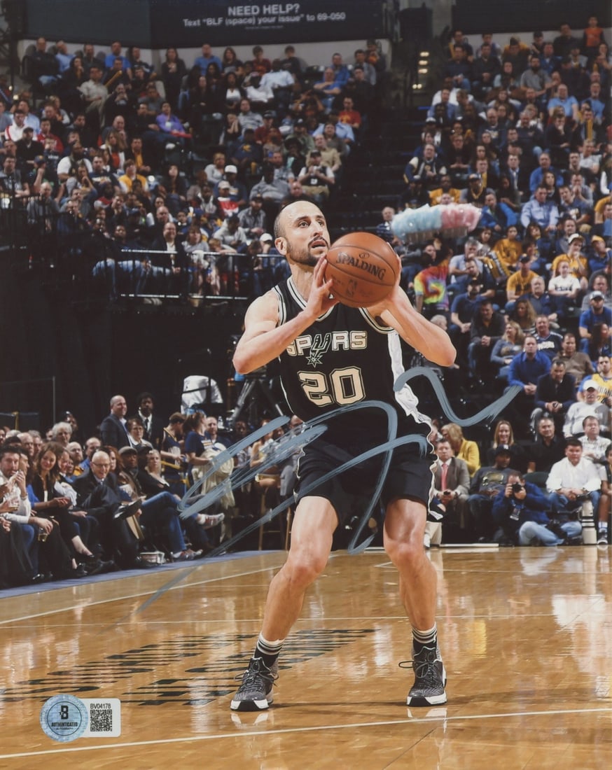 Manu Ginobili Signed 8x10 Photo Beckett Authenticated San Antonio Spurs: Manu Ginobili Signed 8x10 Photo Beckett Authenticated San Antonio Spurs This is an original 8x10 vertical photograph personally signed by Manu Ginobili of the San Antonio Spurs. The autograph is authe