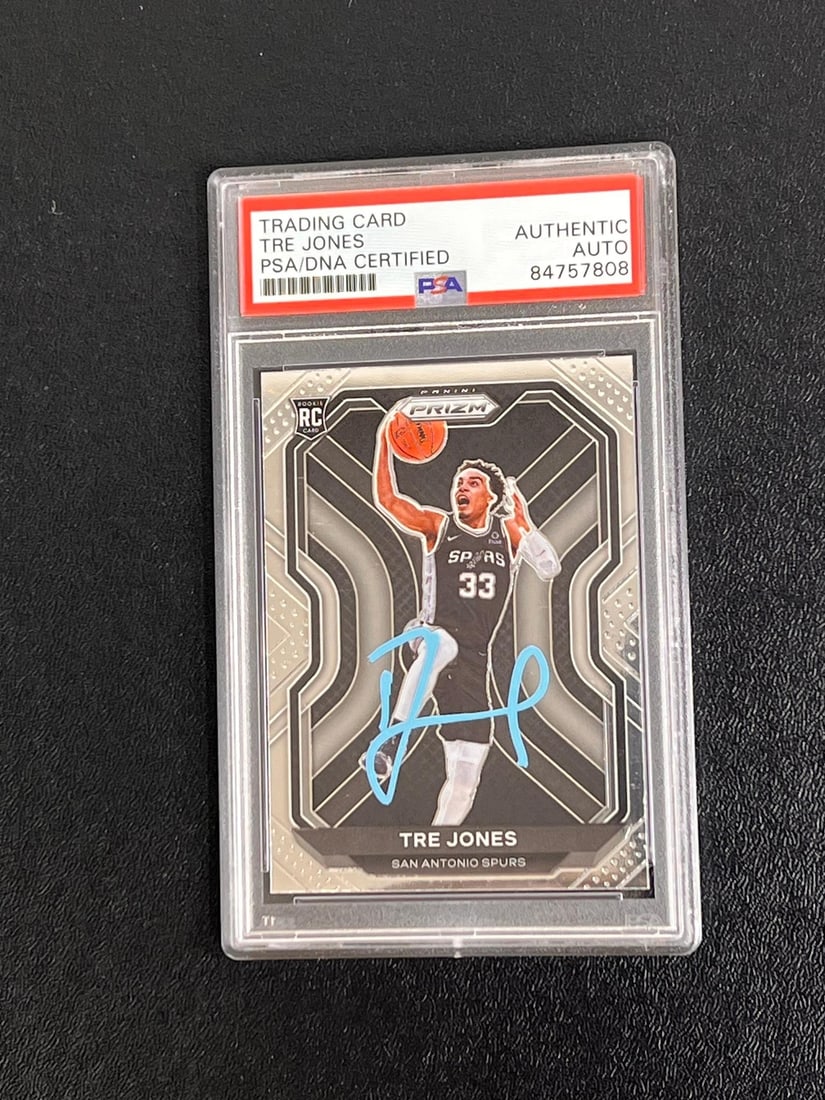 2021 Panini Prizm #291 Tre Jones Signed Rookie Card PSA/DNA Spurs (1 of 2)