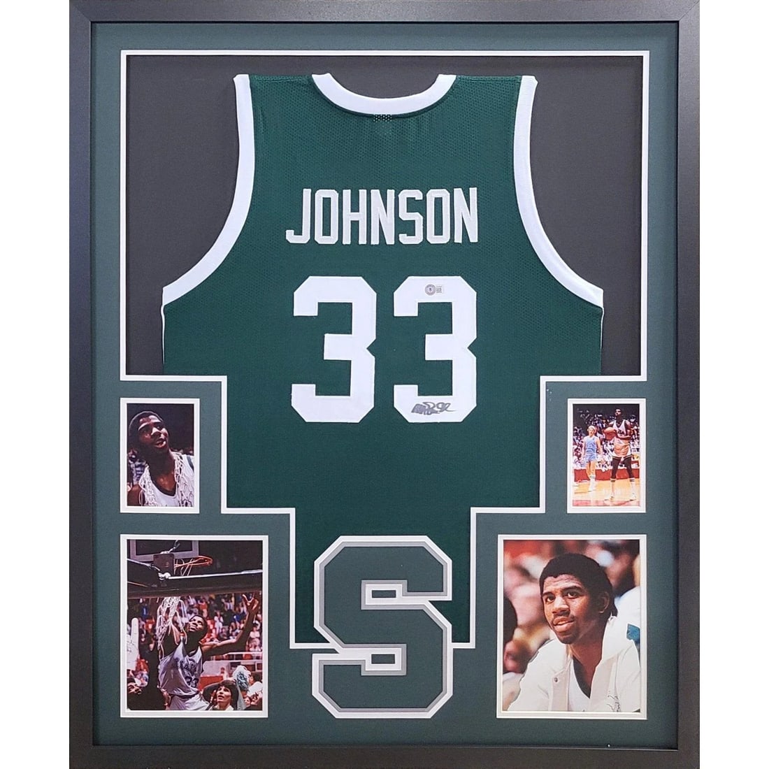 Magic Johnson Signed Jersey Framed Beckett Authenticated Michigan State: Magic Johnson Signed Jersey Framed Beckett Authenticated Michigan State Celebrate the legacy of basketball legend Magic Johnson with this autographed framed jersey. Authenticated by Beckett, a leader 