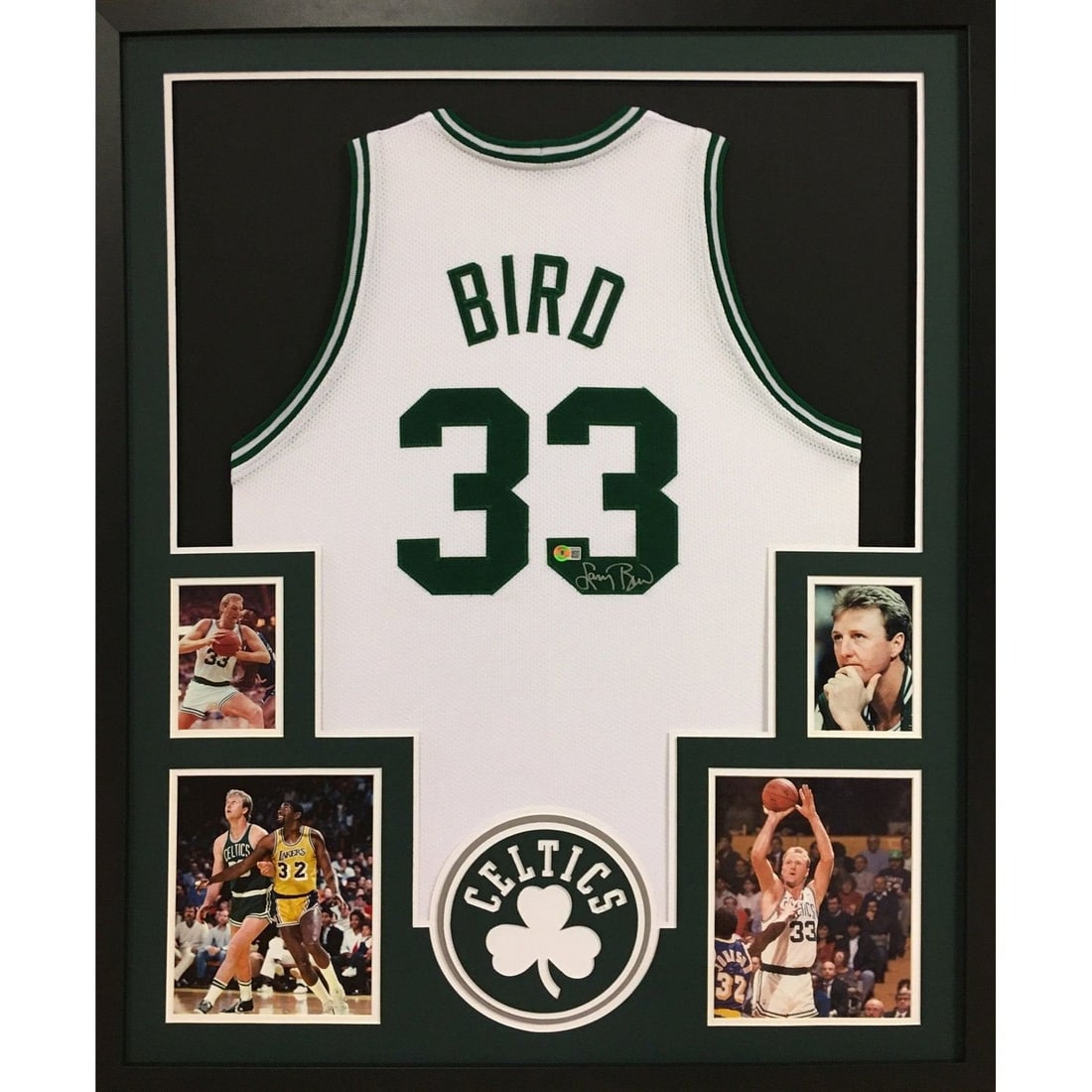 Larry Bird Autographed Framed Jersey Boston Celtics Beckett Certified: Larry Bird Autographed Framed Jersey Boston Celtics Beckett Certified Celebrate the legacy of Larry Bird with this autographed framed jersey. This exquisite piece features a Boston Celtics jersey sign