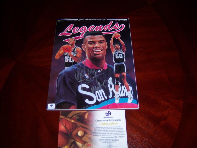 Legends Magazine Autographed by David Robinson With COA San Antonio Spurs (1 of 1)