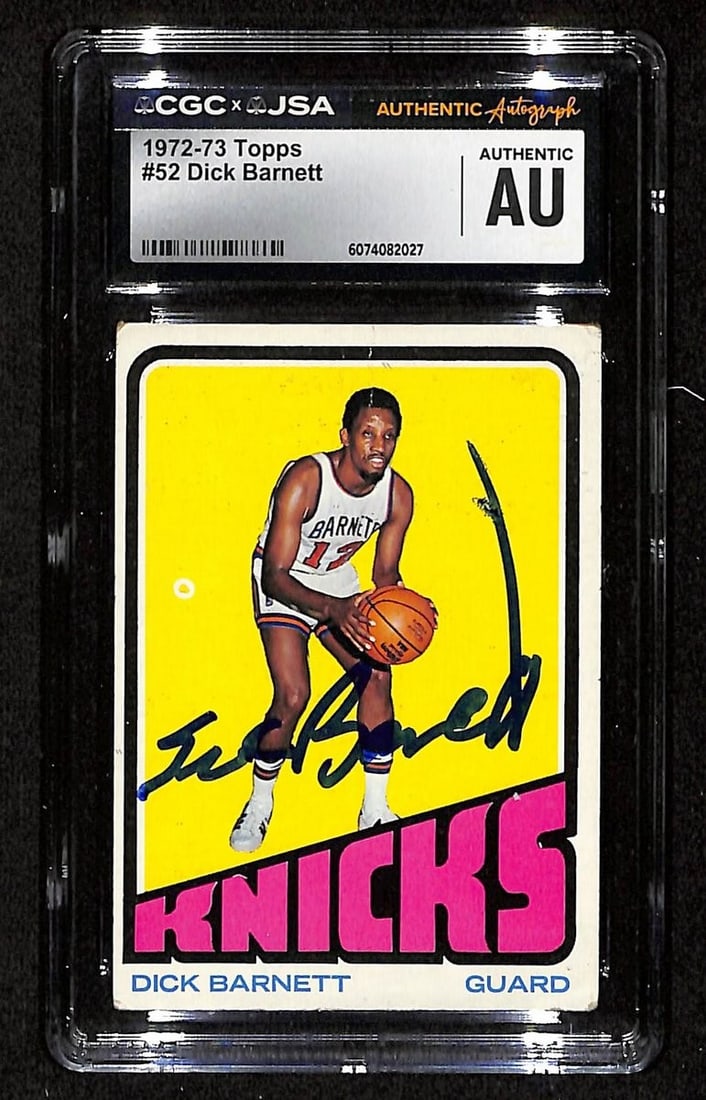Dick Barnett HOF Autographed 1972-73 Topps Card #52 Knicks CGC/JSA (1 of 2)