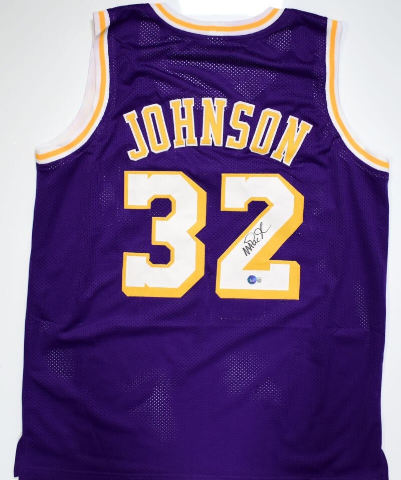 Magic Johnson Signed Purple Lakers Jersey with Beckett Certification (1 of 11)