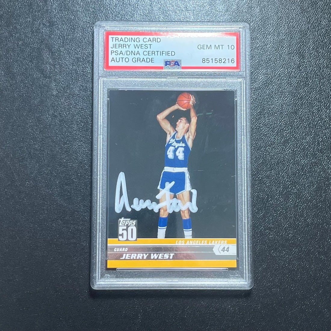 2008 Topps #48 Jerry West Signed Card AUTO 10 PSA Slabbed Lakers: 2008 Topps #48 Jerry West Signed Card AUTO 10 PSA Slabbed Lakers This is a 2008 Topps #48 Jerry West signed card, featuring the legendary Lakers player. The autograph is authenticated and has received