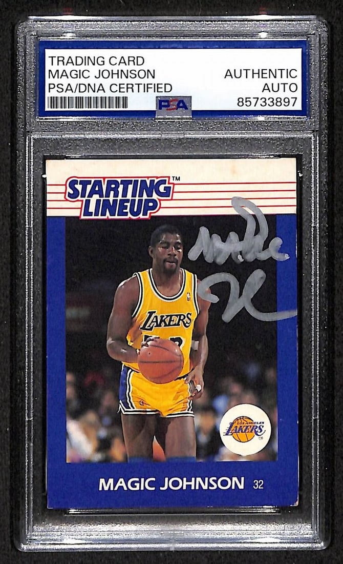 Magic Johnson 1988-89 Starting Lineup Basketball Card Signed PSA/DNA BA204430 (1 of 2)
