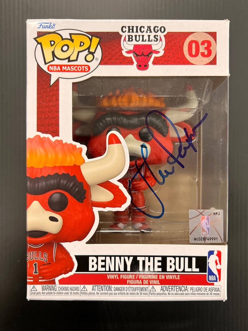 John Paxson Autographed Funko Pop Benny the Bull PSA/DNA Certified (1 of 2)