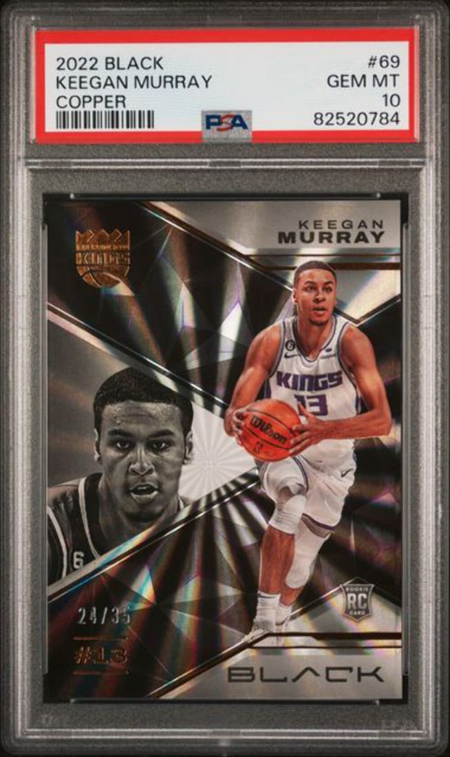 2022 Panini Black Copper Keegan Murray Rookie Card PSA 10 Serial Numbered 35: 2022 Panini Black Copper Keegan Murray Rookie Card PSA 10 Serial Numbered 35 This is an original 2022 Panini Black Keegan Murray #69 Copper Rookie RC card, serial numbered out of 35. The card has been