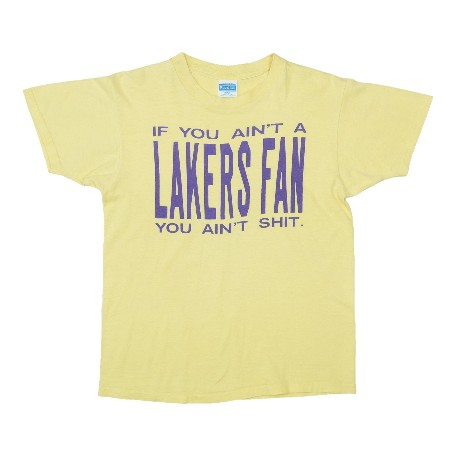Vintage 1980s Lakers Fan Graphic T Shirt Yellow Medium (1 of 5)