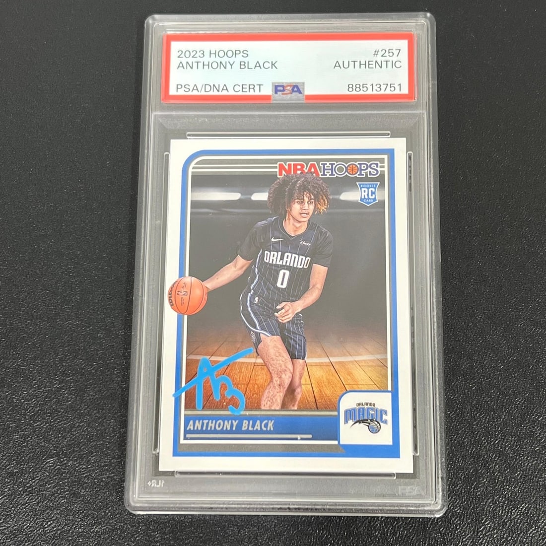 2023-24 Panini NBA Hoops #257 Anthony Black Signed Card PSA Authenticated: 2023-24 Panini NBA Hoops #257 Anthony Black Signed Card PSA Authenticated This listing features a 2023-24 Panini NBA Hoops #257 card, autographed by Anthony Black. The signature has been authenticated