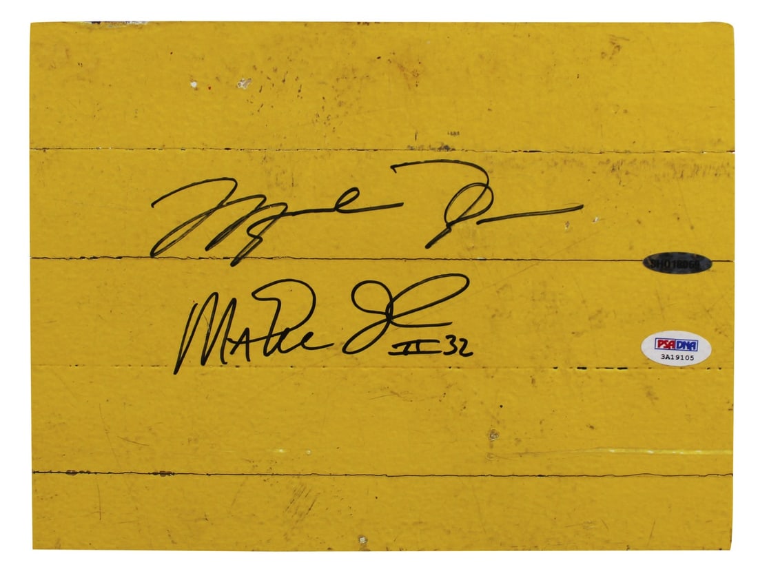 8x10 Forum floorboard signed by Michael Jordan and Magic Johnson PSA UDA (1 of 9)
