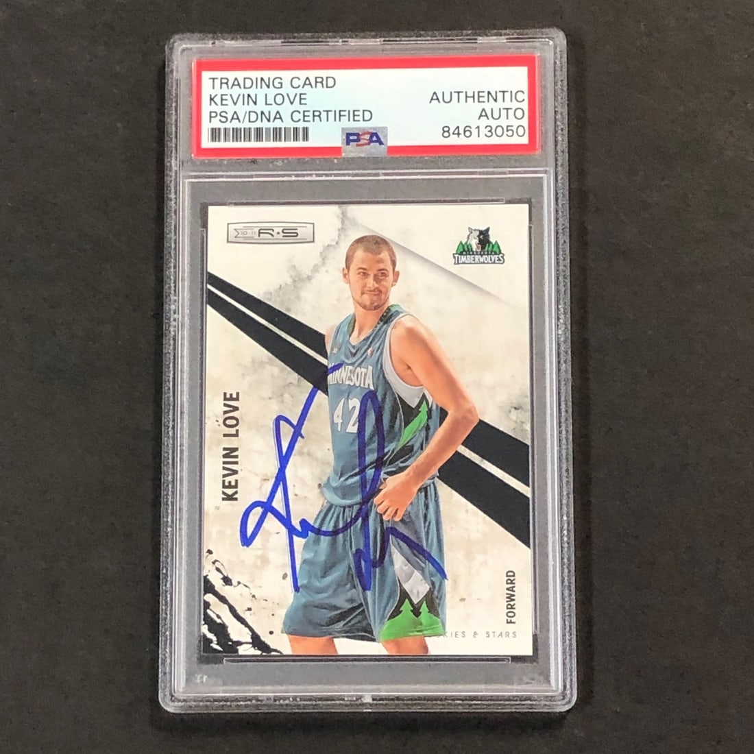 2010-11 Panini Rookies & Stars Kevin Love Signed Card PSA Authenticated: 2010-11 Panini Rookies & Stars Kevin Love Signed Card PSA Authenticated Celebrate basketball history with this original 2010-11 Panini Rookies & Stars #71 card, personally signed by Kevin Love, a prom