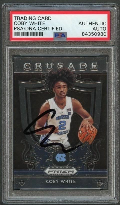 2019-20 Prizm Draft Picks Coby White Signed Card PSA Authenticated Miami Heat (1 of 2)