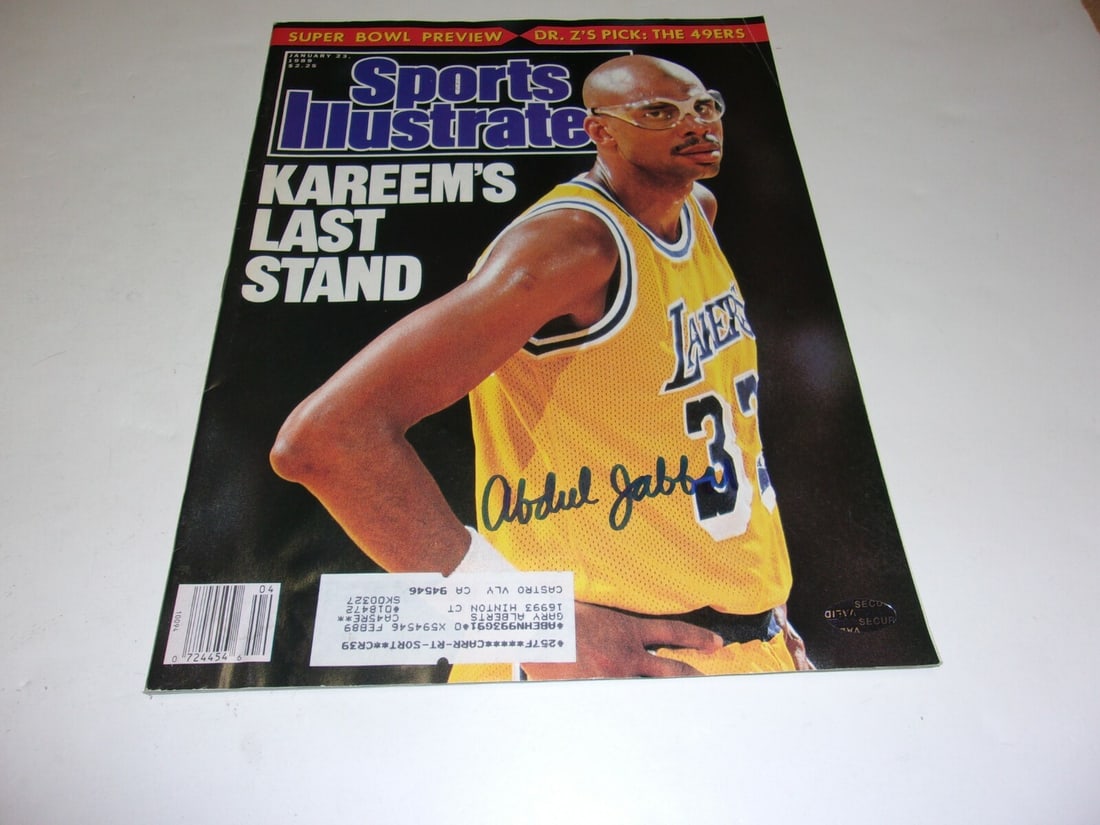 Sports Illustrated Magazine Signed by Kareem Abdul Jabbar with Hologram Lakers HOF: Sports Illustrated Magazine Signed by Kareem Abdul Jabbar with Hologram Lakers HOF This is an original Sports Illustrated magazine featuring Kareem Abdul-Jabbar of the Los Angeles Lakers. The magazine