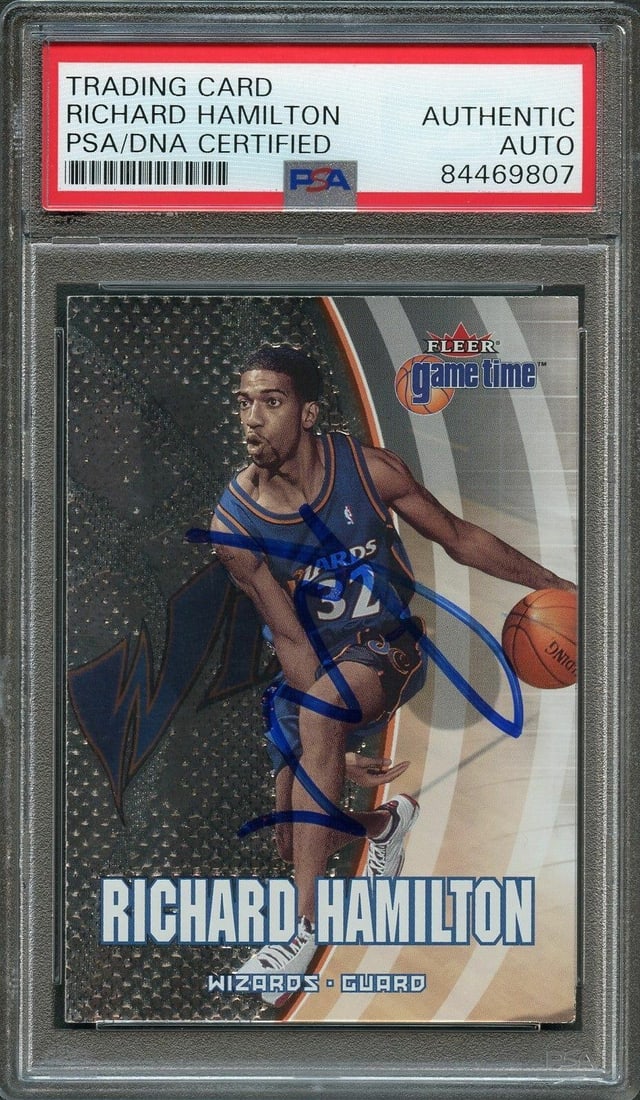 PSA Slabbed Richard Hamilton 2000-01 Fleer Game Time #56 Auto Card (1 of 2)