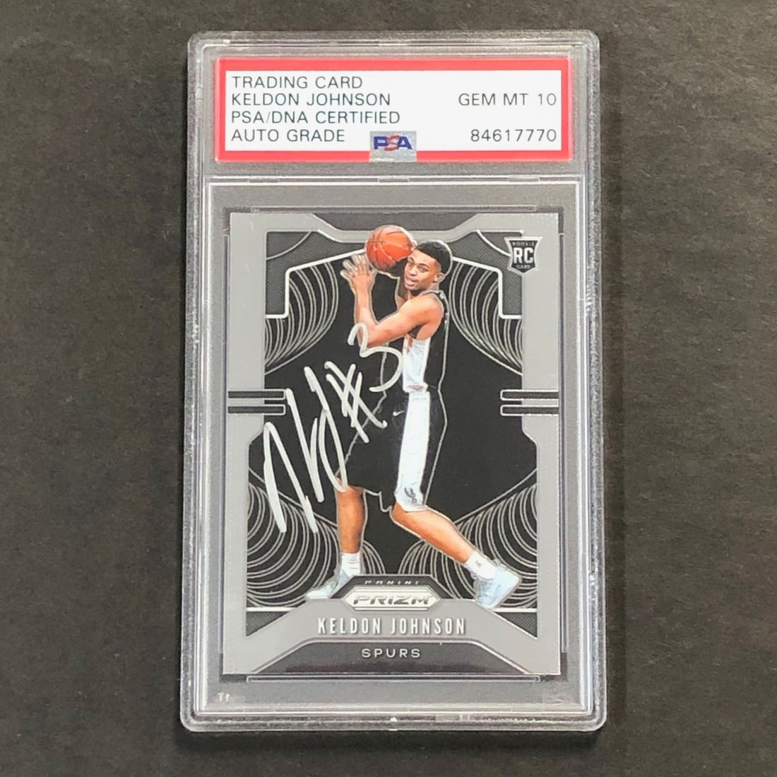 Keldon Johnson PSA DNA Authenticated Autographed 2019-20 Prizm Rookie Card #273: Keldon Johnson PSA DNA Authenticated Autographed 2019-20 Prizm Rookie Card #273 This is a 2019-20 Panini Prizm #273 rookie card featuring Keldon Johnson of the NBA's San Antonio Spurs. The card has be