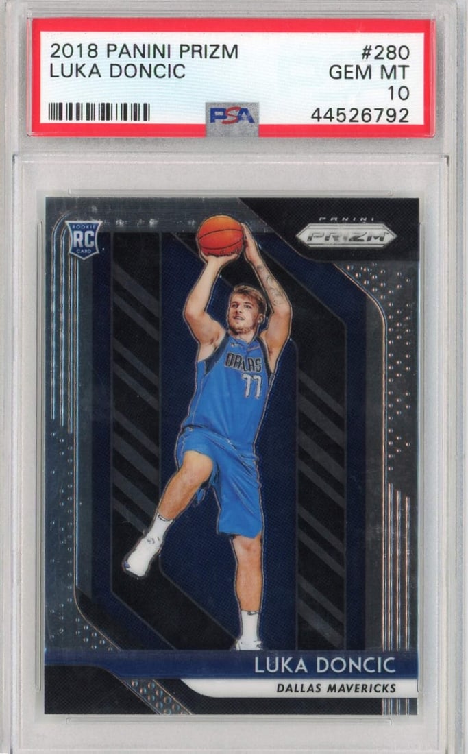 2018 Panini Prizm Luka Doncic Rookie Card PSA 10 Gem NBA: 2018 Panini Prizm Luka Doncic Rookie Card PSA 10 Gem NBA This is a graded 2018 Panini Prizm Luka Doncic #280 Rookie RC Basketball Card, receiving a prestigious PSA 10 Gem grade. The card features Luka