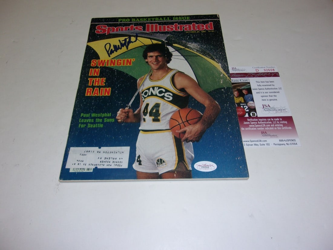 Signed Sports Illustrated Magazine Paul Westphal Seattle Sonics JSA Authenticated: Signed Sports Illustrated Magazine Paul Westphal Seattle Sonics JSA Authenticated This is a pre-owned Sports Illustrated magazine featuring Paul Westphal of the Seattle Sonics. The magazine has been s