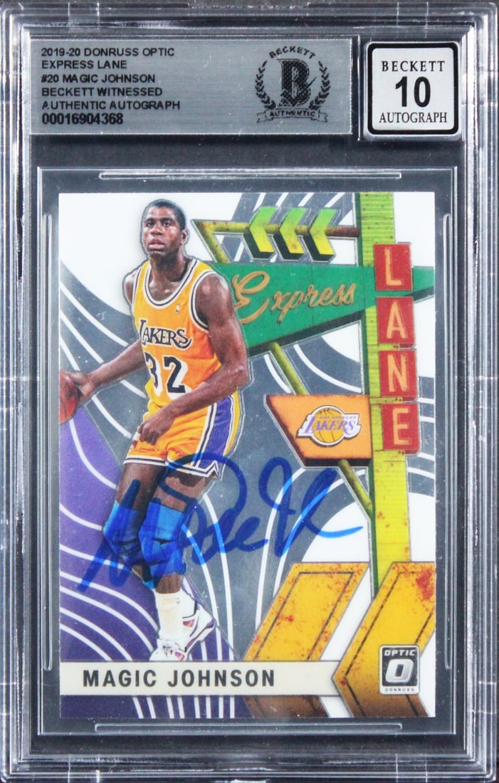 Magic Johnson autograph 2019 Donruss Optic Express Lane #20 BAS slabbed Gem Mint 10 (1 of 2)