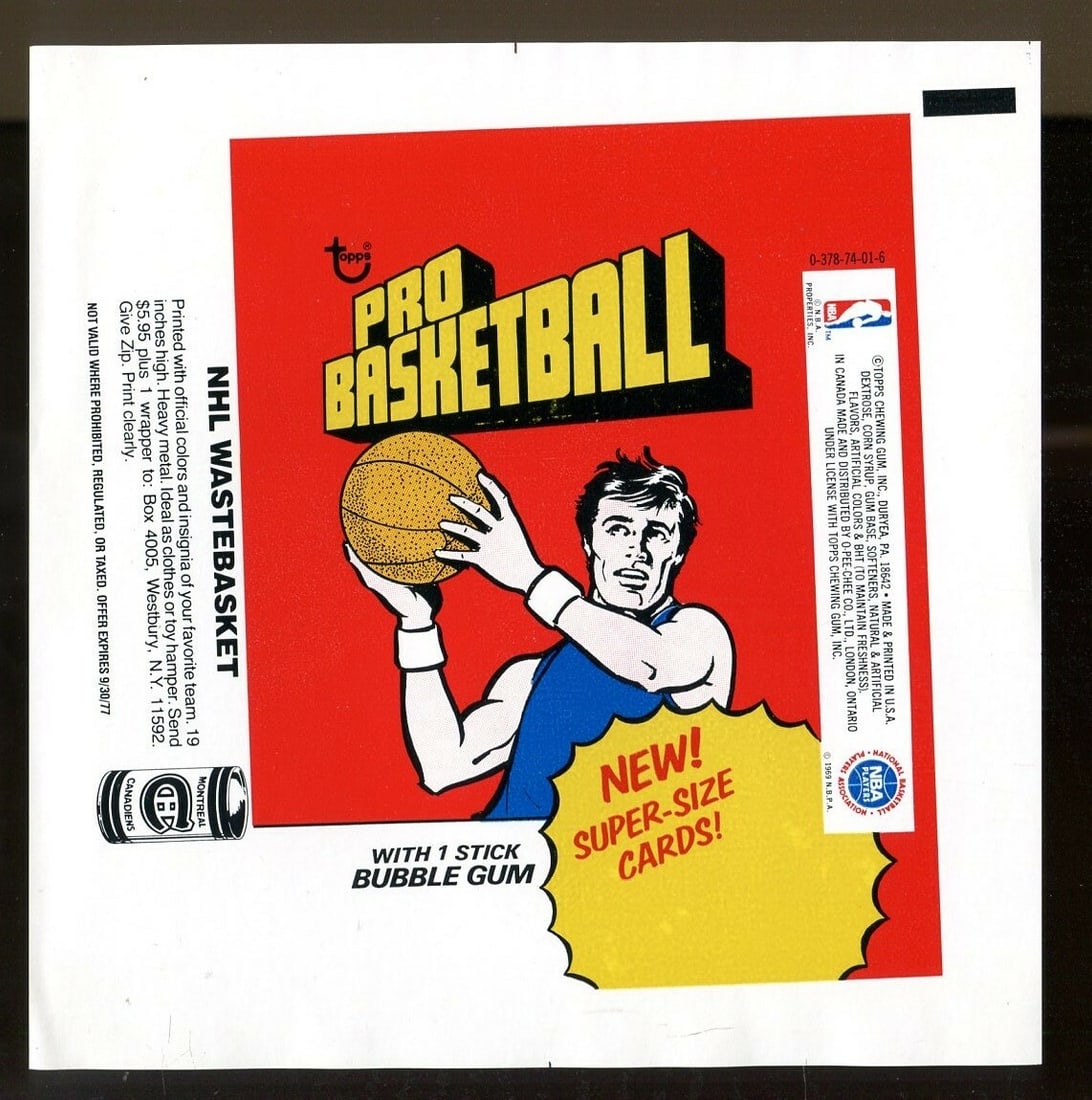Original 1976-77 Basketball Wax Pack Wrapper Proof From Topps Vault (1 of 3)
