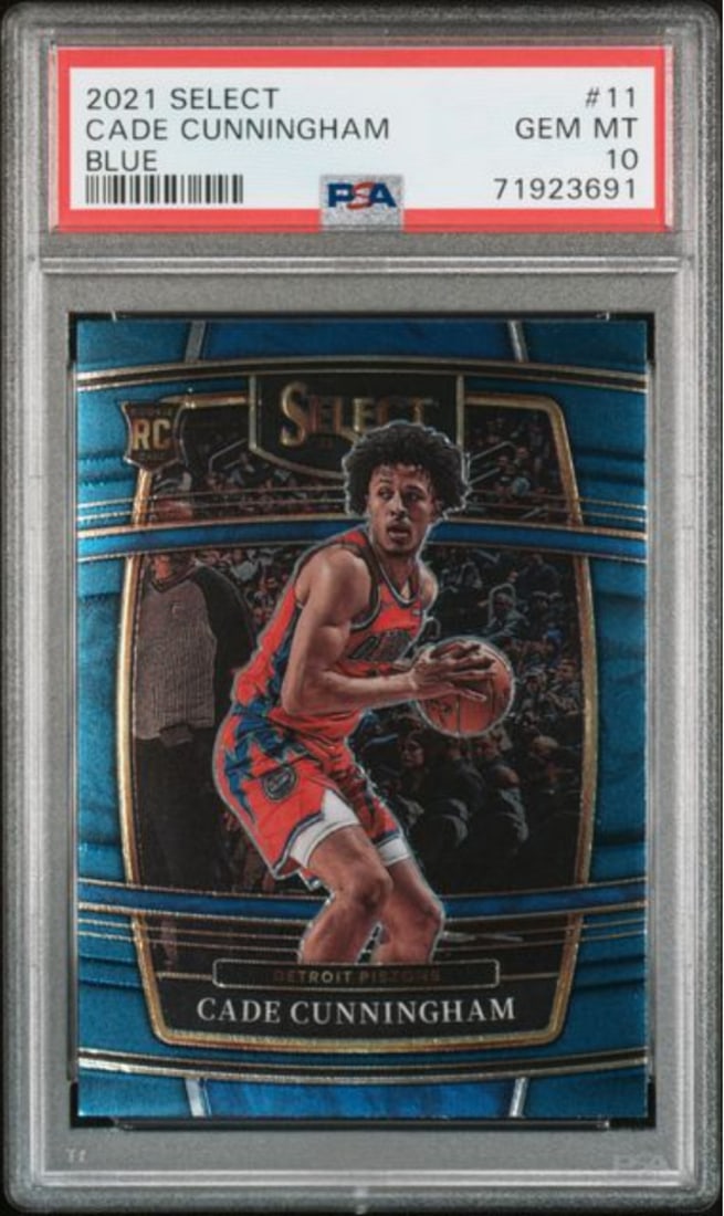 2021 Panini Select Cade Cunningham #11 Blue Rookie Card PSA 10 Gem Mint (1 of 2)