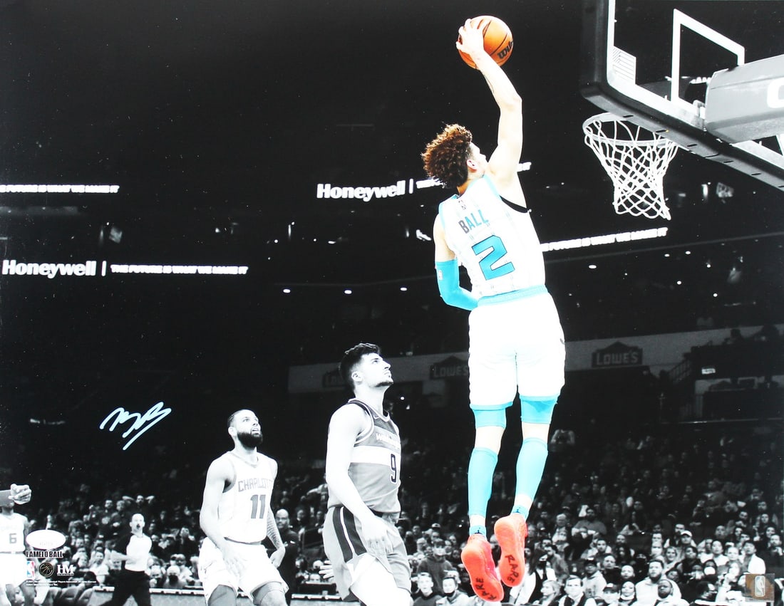 LaMelo Ball Autographed 16x20 Photo Charlotte Hornets JSA COA: LaMelo Ball Autographed 16x20 Photo Charlotte Hornets JSA COA Celebrate your passion for basketball with this authentic autographed 16x20 horizontal photo of LaMelo Ball, the rising star of the Charlo