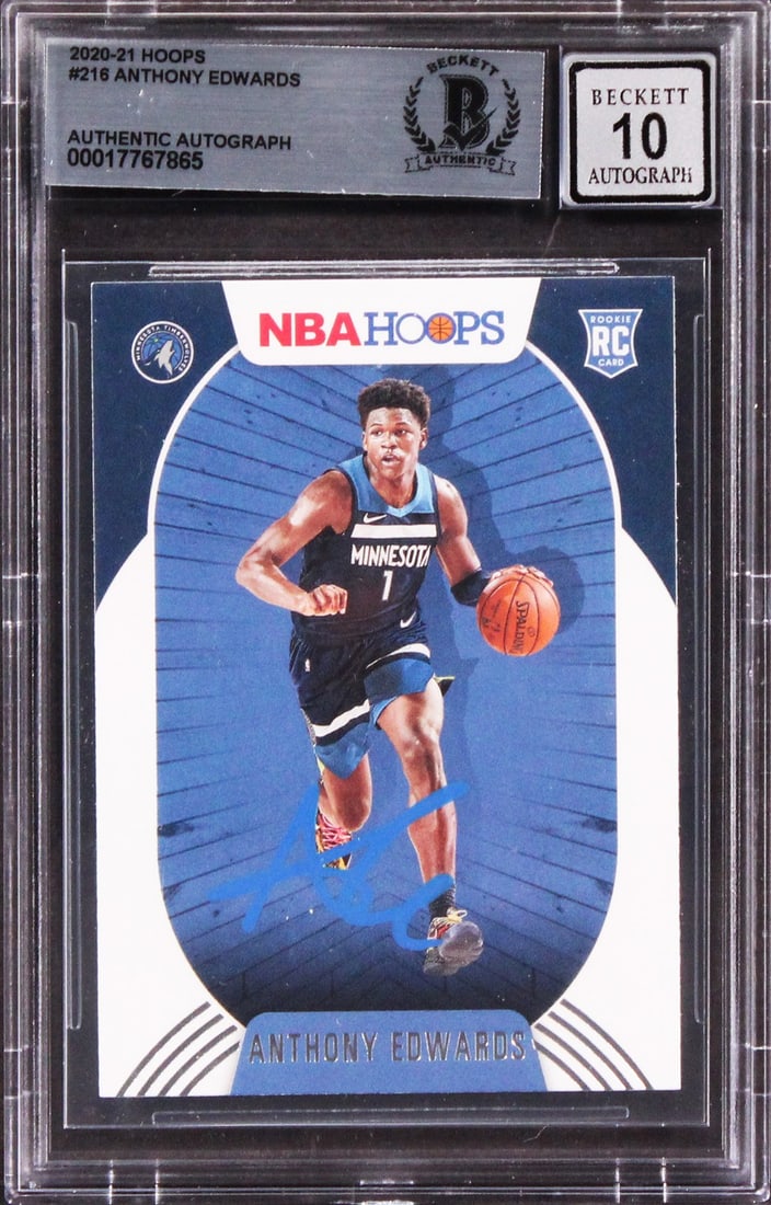 Anthony Edwards 2020 Hoops #216 Rookie Card Autograph BAS Slabbed (1 of 2)
