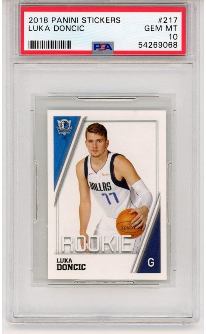 2018-19 Panini Stickers Luka Doncic Rookie Card PSA 10 NBA Gem Mint: 2018-19 Panini Stickers Luka Doncic Rookie Card PSA 10 NBA Gem Mint This is a graded 2018-19 Panini Stickers Luka Doncic #217 Rookie RC Basketball Card, rated PSA 10 (Gem Mint). The card features Luka
