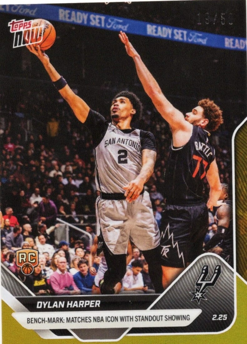 Dylan Harper Gold Foil Rookie Card Topps Now 2025 San Antonio Spurs #183 /50 (1 of 2)