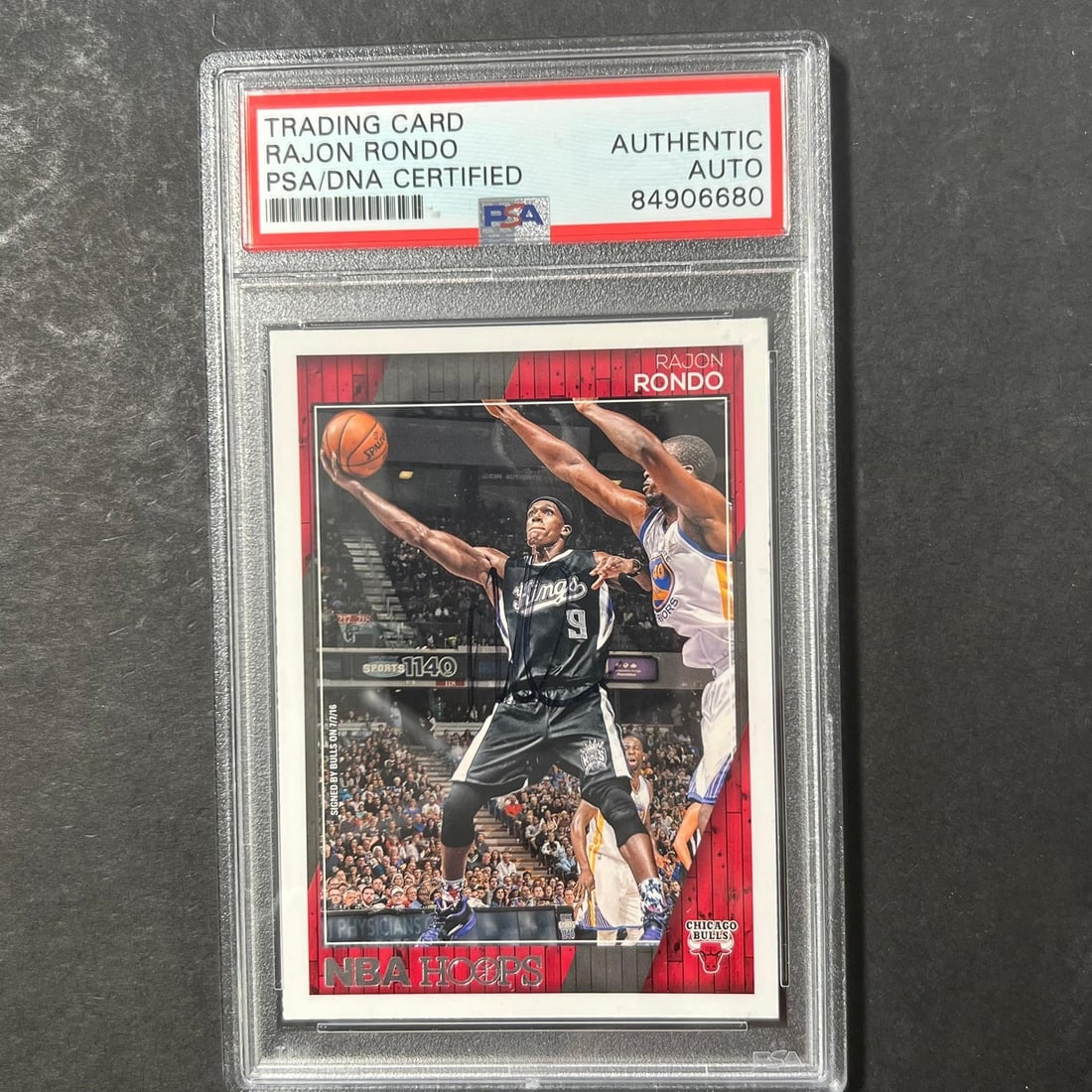 2016-17 Panini Hoops Rajon Rondo Signed Card PSA/DNA Bulls: 2016-17 Panini Hoops Rajon Rondo Signed Card PSA/DNA Bulls This item features a 2016-17 Panini Hoops #61 card signed by NBA player Rajon Rondo. The autograph has been authenticated by PSA/DNA, ensurin
