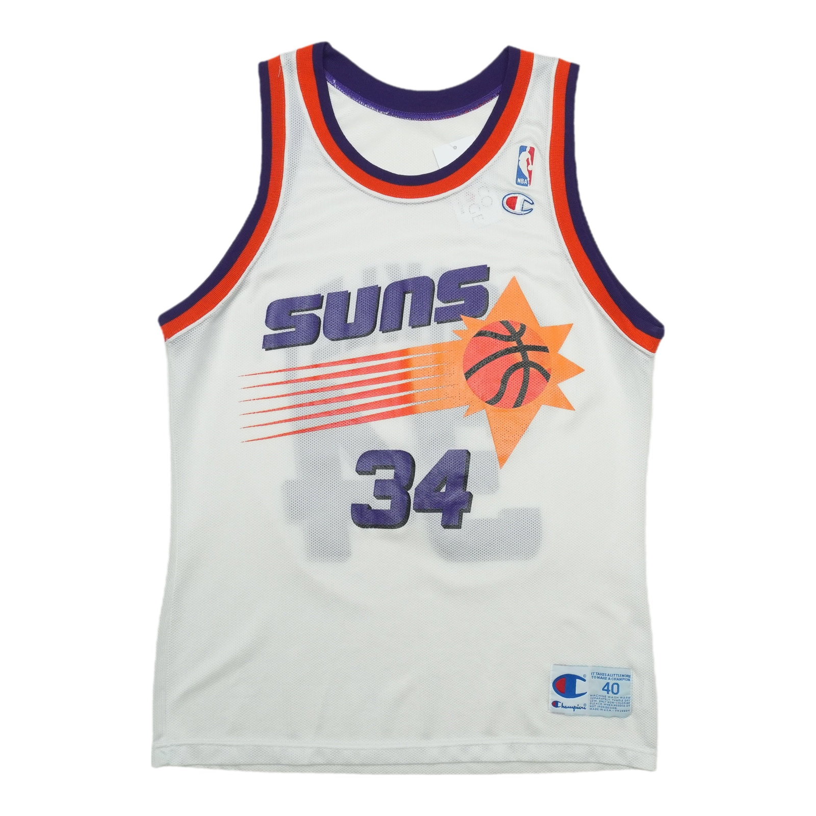 Vintage Champion Charles Barkley Phoenix Suns White Mesh Jersey (1 of 5)