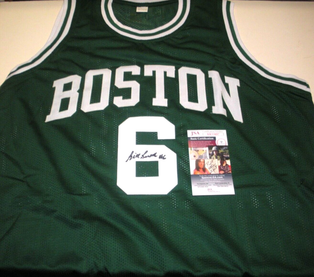 Bill Russell Autographed Celtics Basketball Jersey With JSA COA: Bill Russell Autographed Celtics Basketball Jersey With JSA COA This is a pre-owned basketball jersey signed by Bill Russell, commemorating his career with the San Francisco Dons and Boston Celtics an
