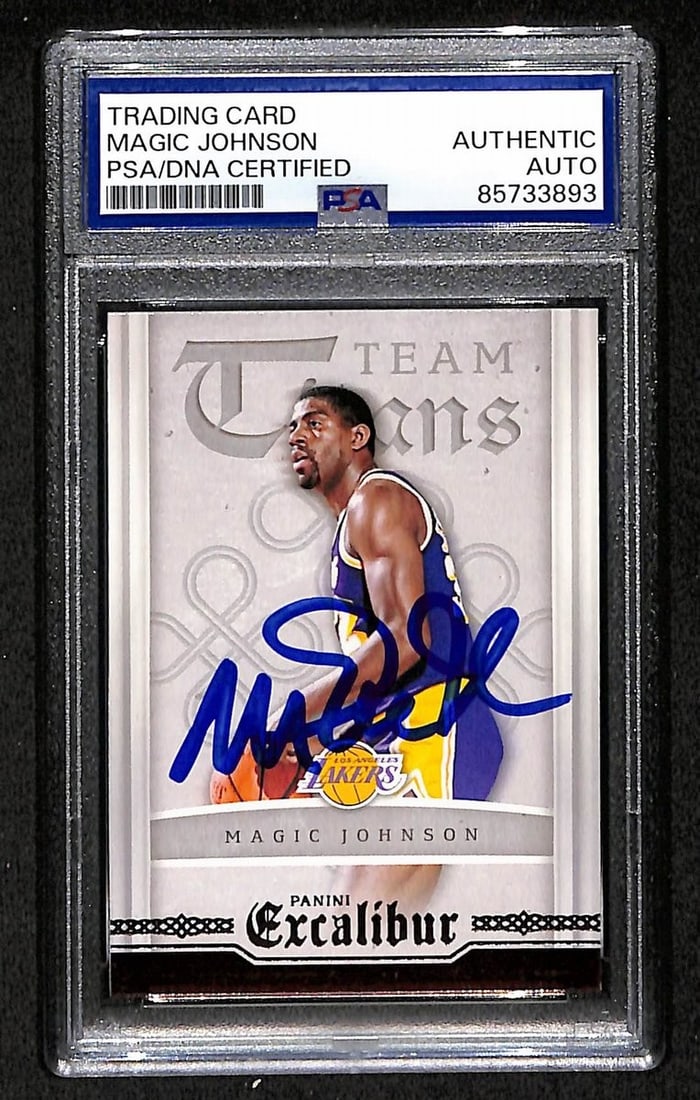 Magic Johnson Autographed 2015-16 Panini Excalibur Basketball Card PSA DNA Authenticated (1 of 2)