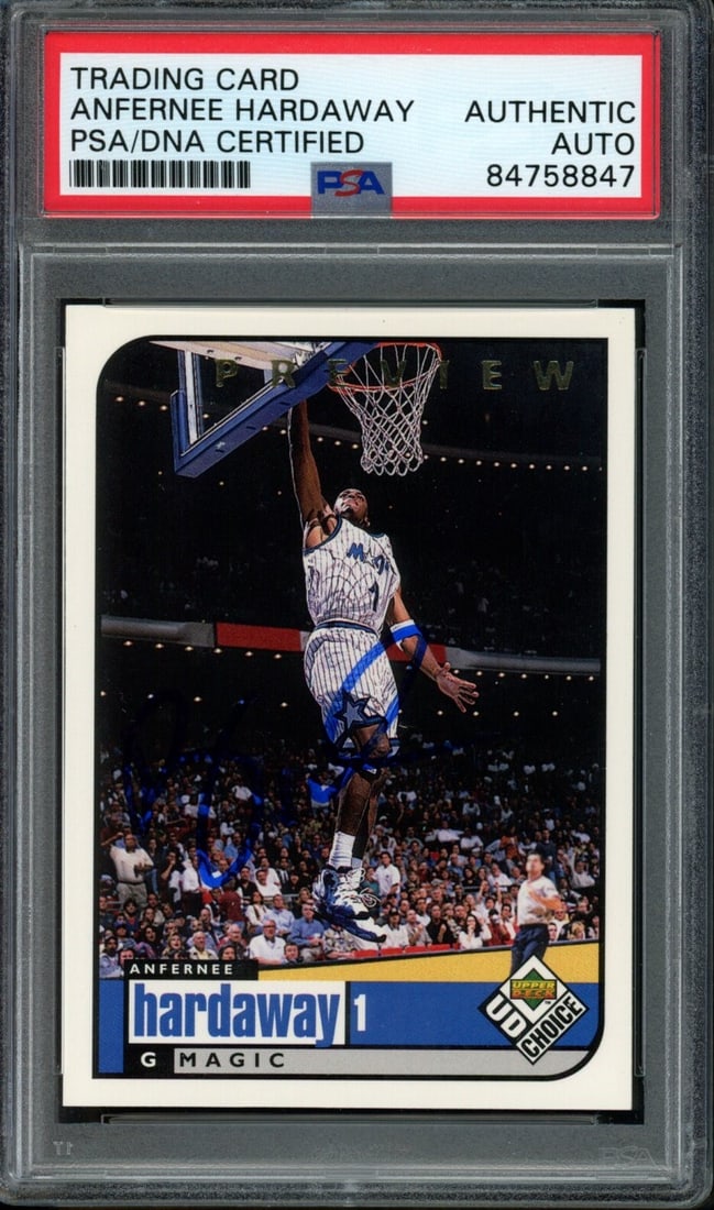 1998-99 Upper Deck Anfernee Hardaway Signed Card PSA/DNA Orlando Magic (1 of 2)
