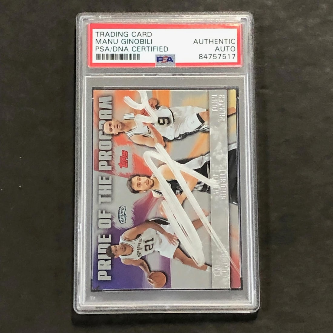 2005 Topps Manu Ginobili Signed Card #PP10 PSA Authenticated: 2005 Topps Manu Ginobili Signed Card #PP10 PSA Authenticated This listing features a 2005 Topps Pride of the Program #PP10 card signed by Manu Ginobili, a legendary player for the San Antonio Spurs. T