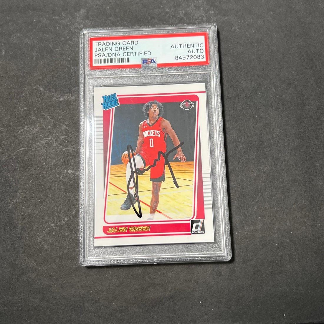 PSA Slabbed Jalen Green 2021 Donruss Rated Rookie Auto #209 Rockets: PSA Slabbed Jalen Green 2021 Donruss Rated Rookie Auto #209 Rockets This is a 2021 Donruss Rated Rookie #209 Jalen Green card, featuring his signature. The card has been professionally authenticated a