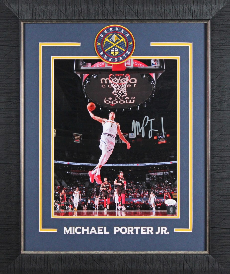 Framed Michael Porter Jr. Signed Vertical Dunk Photo JSA (1 of 2)